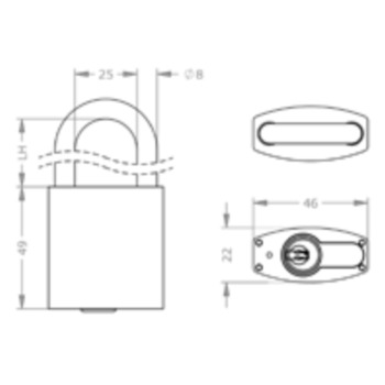 EVVA ICS Hangschloss HM24, Produktzeichnung