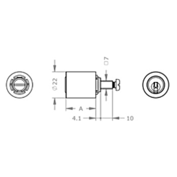 EVVA ICS Möbelzylinder MR22/4L, verschiedenschliessend