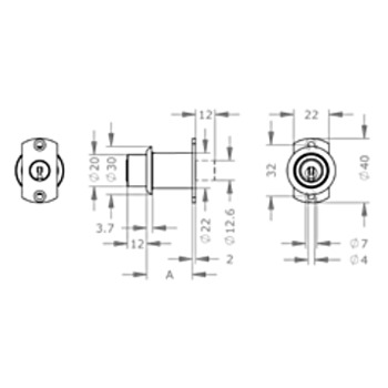 EVVA ICS Druckzylinder MR22.DRZ, verschiedenschliessend, Produktzeichnung