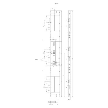 ASSA ABLOY MSL mFlipLock Basis Mehrpunkt-Verriegelung 23421.6 22u_24u Massbild