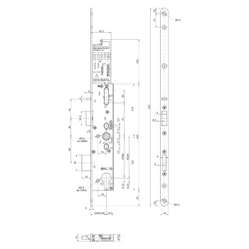 MSL sFlipLock e-drive 16546PBa-SV, Rundstulp 18 mm, Produktzeichnung