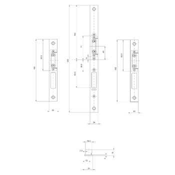 MSL Stulp für Gegenkasten 24413-M-STF-V.6333, Produktzeichnung