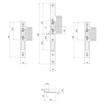 MSL Set Lappenstulp 24413-M-STL-V.6233 für Gegenkasten, Produktzeichnung