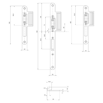 MSL Set Lappenstulp 24413-H-STL-V.3243 für Gegenkasten, Produktzeichnung