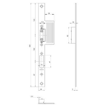 MSL Lappenstulp 14413-M-STL-V.6233 für Gegenkasten, Produktzeichnung