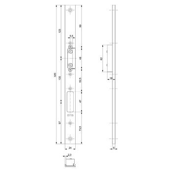 MSL U-Stulp 14413-M-STU-V.6931/6932 für Gegenkasten, Produktzeichnung