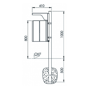 Abfallkübel Modell Bruno 17.1110. Seite Pfosten
