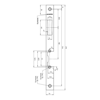 GLA2F60032016 - GLAMETEC Schliessblech für Zweifallenschloss - Masse