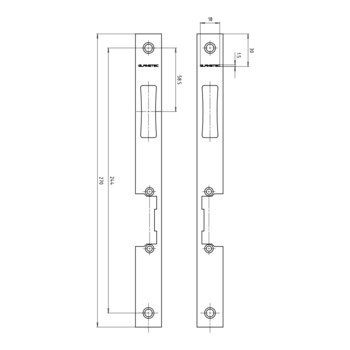 GLA2F60032016 - GLAMETEC Schliessblech für Zweifallenschloss - links/rechts 