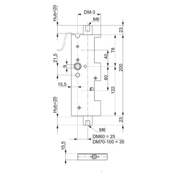 MSL Panik-Standflügelverriegelung für Holztüren, mit Überwachungskontakten 24473-H, Produktzeichnung