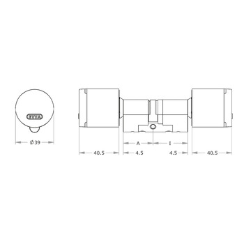 AirKey-Zylinder Beidseitiger Zutritt Europrofil SYMO DZ-S Masszeichnung