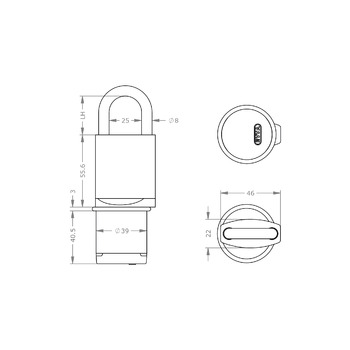 AirKey-Hangschloss HM24-S Masszeichung