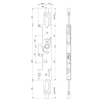 MSL Panik-Standflügelverriegelung für Metalltüren 24413-M-TF, Produktzeichnung