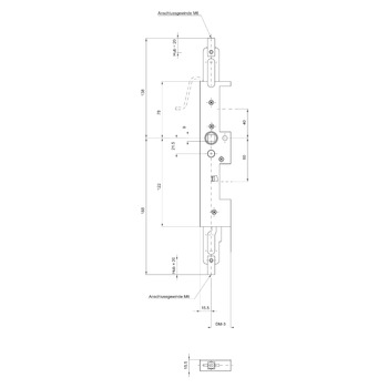 MSL Panik-Standflügelverriegelung für Metalltüren, mit Kontakten 24473-M, Produktzeichnung