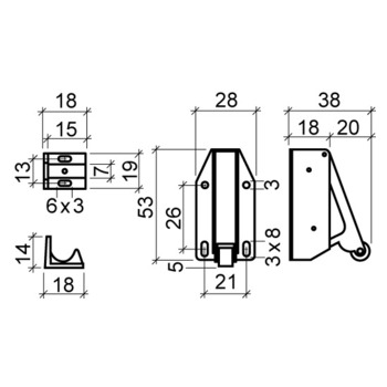 Rollschnäpper TIP-LATCH Massbild