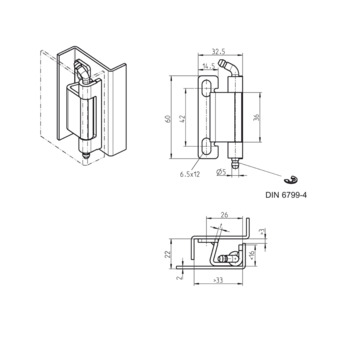 120° Scharnier Edelstahl AISI 304 1032-U2 Massbild