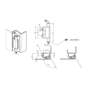 EMKA 120° Scharnier Edelstahl AISI 304 1069-U4 Masszeichnung