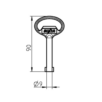 Schlüssel für Betätigung Doppelbart 5 Stahl schwarz gepulvert 1004-06 Massbild