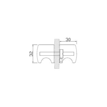 Glastürknopf mit Griffmulde 32 mm 4932.01 Massbild