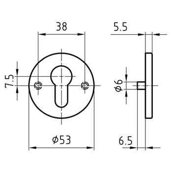 GLUTZ Rosette geclips, rund, PZ-gelocht 5324.3C PZ Massbild