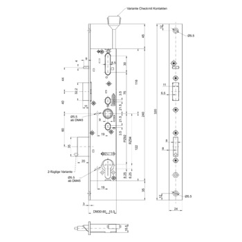 MSL sFlipLock Panik-Sicherheits-Einsteckschloss 14544PE-SV-ZF, Flachstulp 24 mm, Produktzeichnung