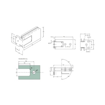 SWS Duschentürband Wand-Glas 90° 45 150 9 55 Bild