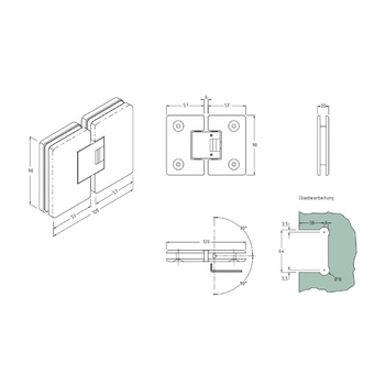 SWS Duschentürband Glas-Glas 180° 45 085 1 22 Bild