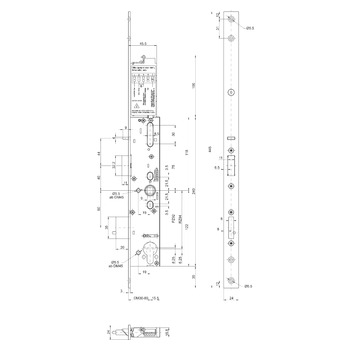 MSL sFlipLock access, Panik-Sicherheits-Einsteckschloss motorisch 15574PE-SV-ZF, Flachstulp 24 mm, Produktzeichnung