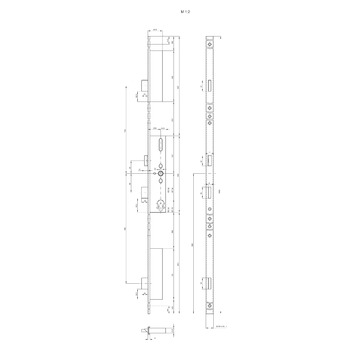 MSL mFlipLock basis Panik-Sicherheits- Mehrpunktverriegelung 23444PE, U-Stulp, Produktzeichnung