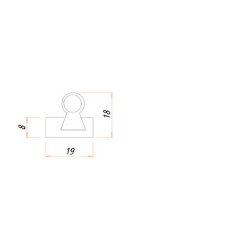 Dichtungsprofil klein 19 x 18 mm, 704.00.100, Produktzeichnung