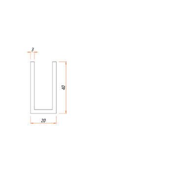 U-Profil 20x40x3 mm, 721.00.100, Produktzeichnung