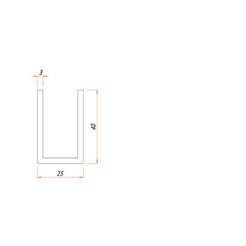 U-Profil 25x40x3 mm, 726.00.100, Produktzeichnung